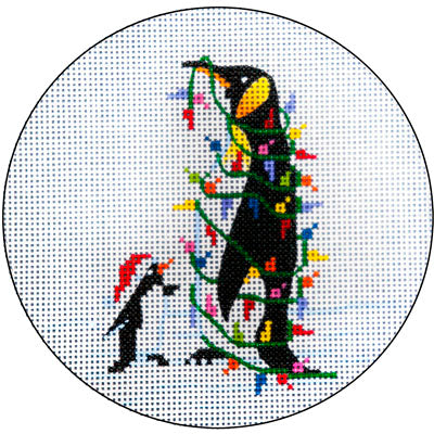 JP Needlepoint Penguin xmas Lights