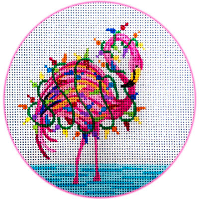 JP Needlepoint Flamingo with Lights