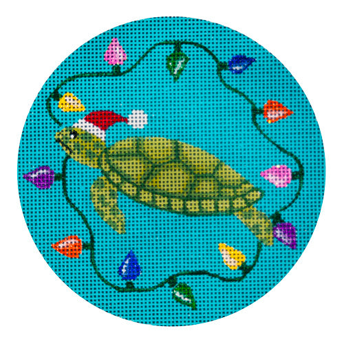 Turtle with Christmas Lights by JP Needlepoint