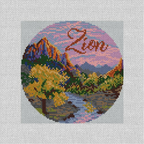 Zion Round Needlepaint 74150