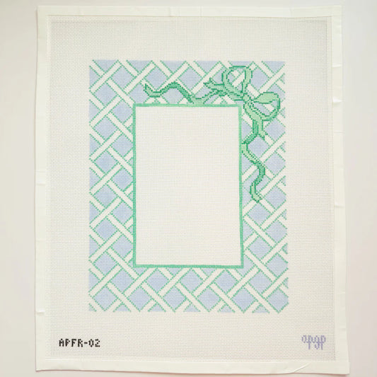 Blue Lattice Frame with Bow A Poore Girl Paints