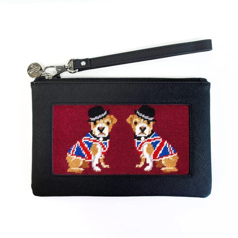 Black Leather Accessory Bag Bradley Needlepoint