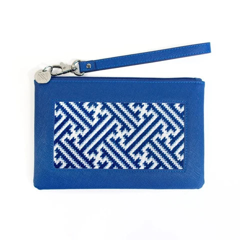 Blue Leather Accessory Bag Bradley Needlepoint