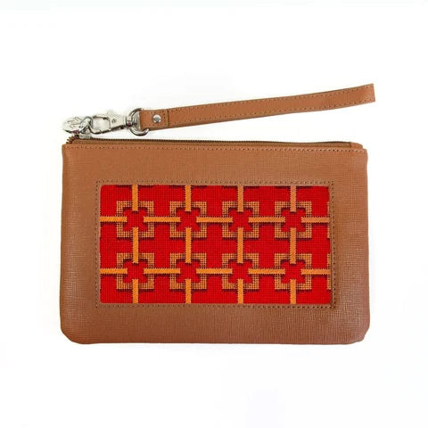 Brown Leather Accessory Bag Bradley Needlepoint