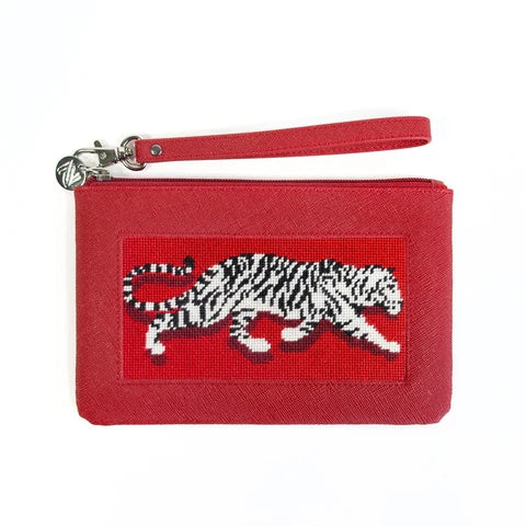 Red Leather Accessory Bag Bradley Needlepoint
