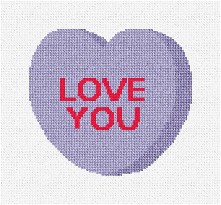 Love You Valentines Ornament Needlepaint