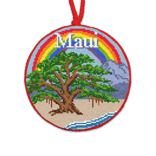 Maui Banyan Tree Round Needlepaint 102437