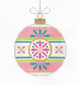 Round Pink and Blue Vintage Ornament